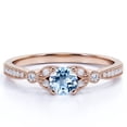 thumbnail image 1 of JeenMata Vintage 1 Carat Round Created Aquamarine Engagement Ring in 18k Rose Gold over Silver, 1 of 6
