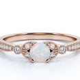 thumbnail image 1 of JeenMata Vintage 1 ct round Welo Opal and Moissanite Floral Engagement Ring in 18K Rose Gold over Silver, 1 of 7