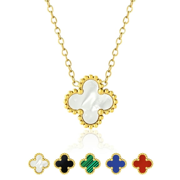 JeenMata White Flower Pendant Necklace in Yellow Gold Plated