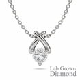 thumbnail image 1 of JeenMata X-Shaped Round Cut Lab Grown Diamond Pendant Necklace in 18K White Gold Plating for Women, 1 of 8