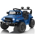 thumbnail image 1 of Jeep 12V Ride on Car with Remote Control/Bluetooth, Jeep Wrangler Rubicon Battery Powered Ride on Truck Toy w/Dual Wheel Suspension, Electric Car for Kids Toddler, Blue, 1 of 8