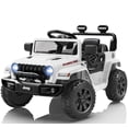 thumbnail image 1 of Jeep 12V Ride on Car with Remote Control/Bluetooth, Jeep Wrangler Rubicon Battery Powered Ride on Truck Toy w/Dual Wheel Suspension, Electric Car for Kids Toddler, White, 1 of 8