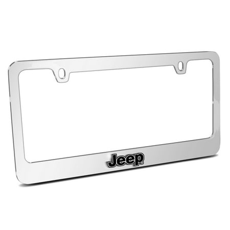 Jeep 3D Embossed Letters on Mirror Chrome Metal License Plate Frame for SUVs