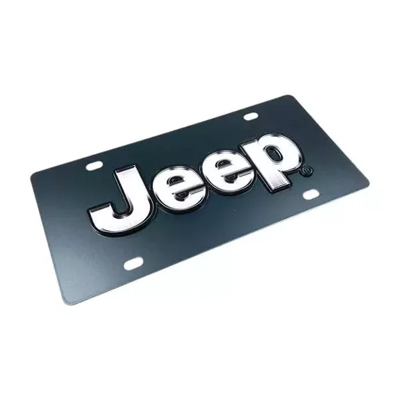 Jeep 3D UV Logo on Stealth Black Carbon Steel License Plate Official Licensed