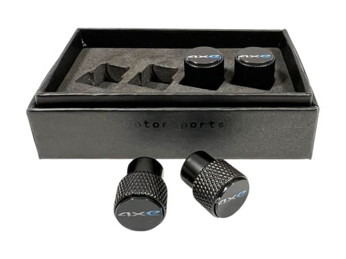 Jeep 4XE Logo Black Knurled Valve Stem Caps 4pcs Set Official Licensed
