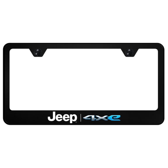 Jeep 4XE License Plate Frame Logo on Black Polycarbonate