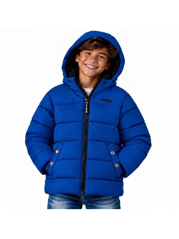 Boys Puffer Jacket Water Repellant Wind Resistant Heavyweight Insulated Fleece Lined Jacket with Ripstop Shell