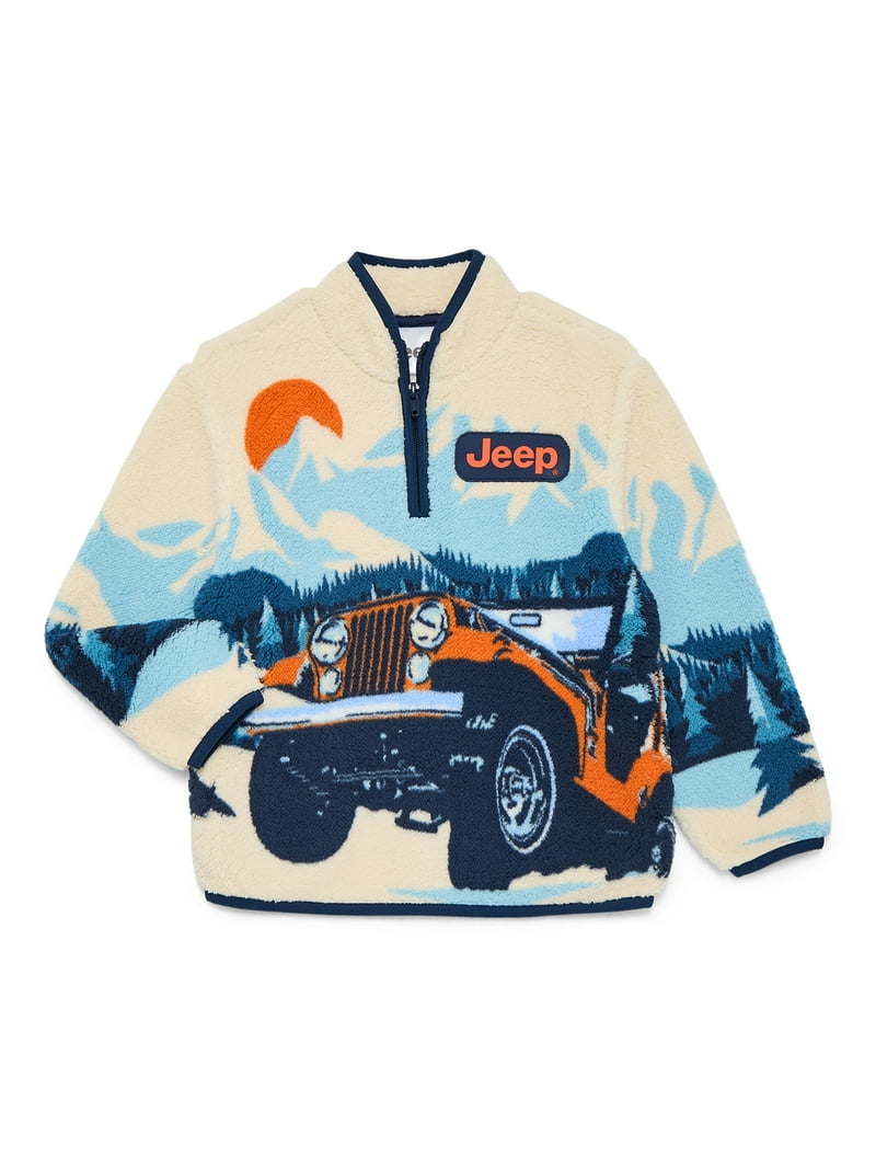 Buzzy jeep アメリカ輸入品 Jeep Boys Plush Fleece Quarter Zip Sweatshirt, Sizes 4-18