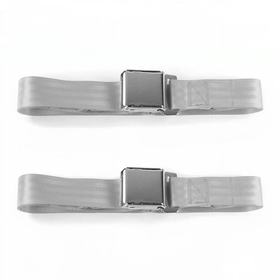Jeep CJ-DJ 1953-1970 Airplane 2 Point Gray & Grey Lap Bucket Seat Belt Kit - 2 Belts
