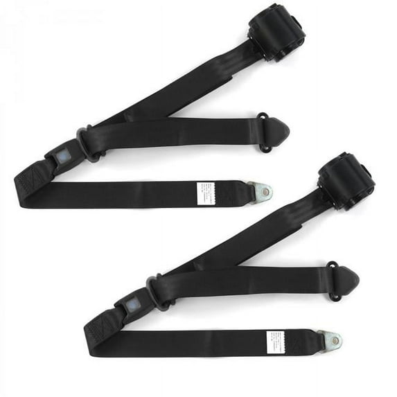 Jeep CJ-DJ 1953-1970 Standard 3 Point Black Retractable Bucket Seat Belt Kit - 2 Belts