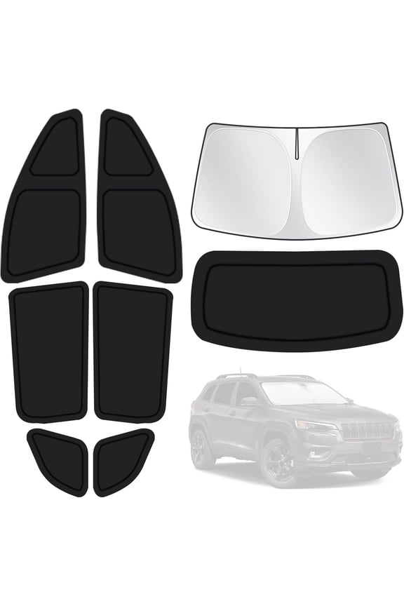 for Jeep Cherokee 2014-2024 Car Window Shades, 8pcs Privacy Sun Shade Set for Front Windshield Side and Rear Windows, Full Window Covers Keeps vehicle Cool for Camping Napping