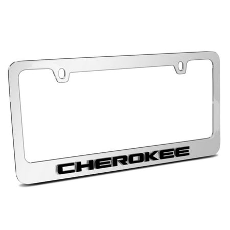 Jeep Cherokee 3D Embossed Letters on Mirror Chrome Metal License Plate Frame