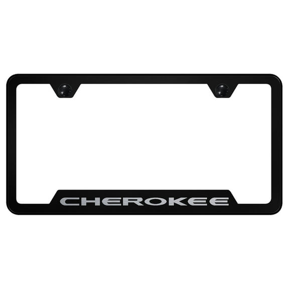 Jeep Cherokee Laser Etched Logo Cut-Out License Plate Frame (Black)