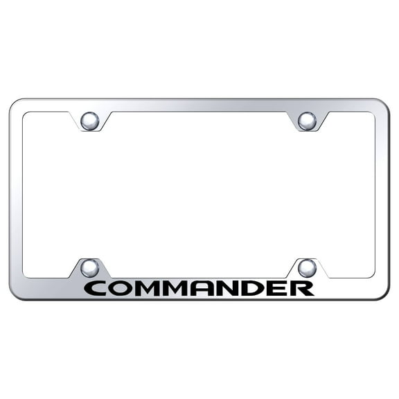Jeep Commander Laser Etched Logo Wide Body License Plate Frame (Chrome)