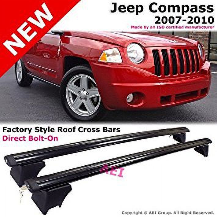 Jeep Compass 2007 to 2010 Black Aluminum Utility Roof Rack Cross Bar