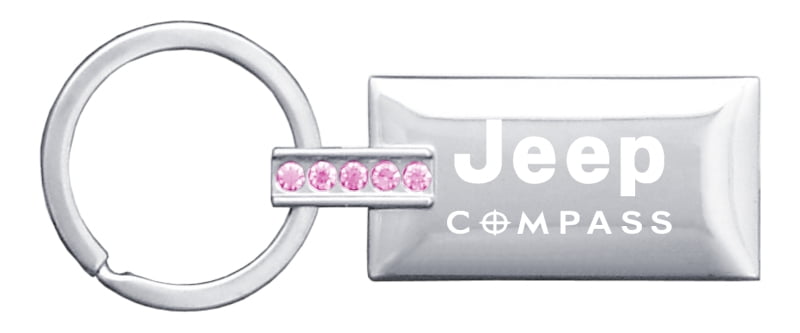 Jeep Compass Jeweled Rectangular Key Ring (Pink)