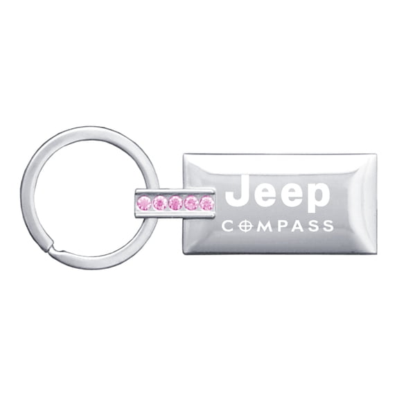 Jeep Compass Jeweled Rectangular Key Ring (Pink)