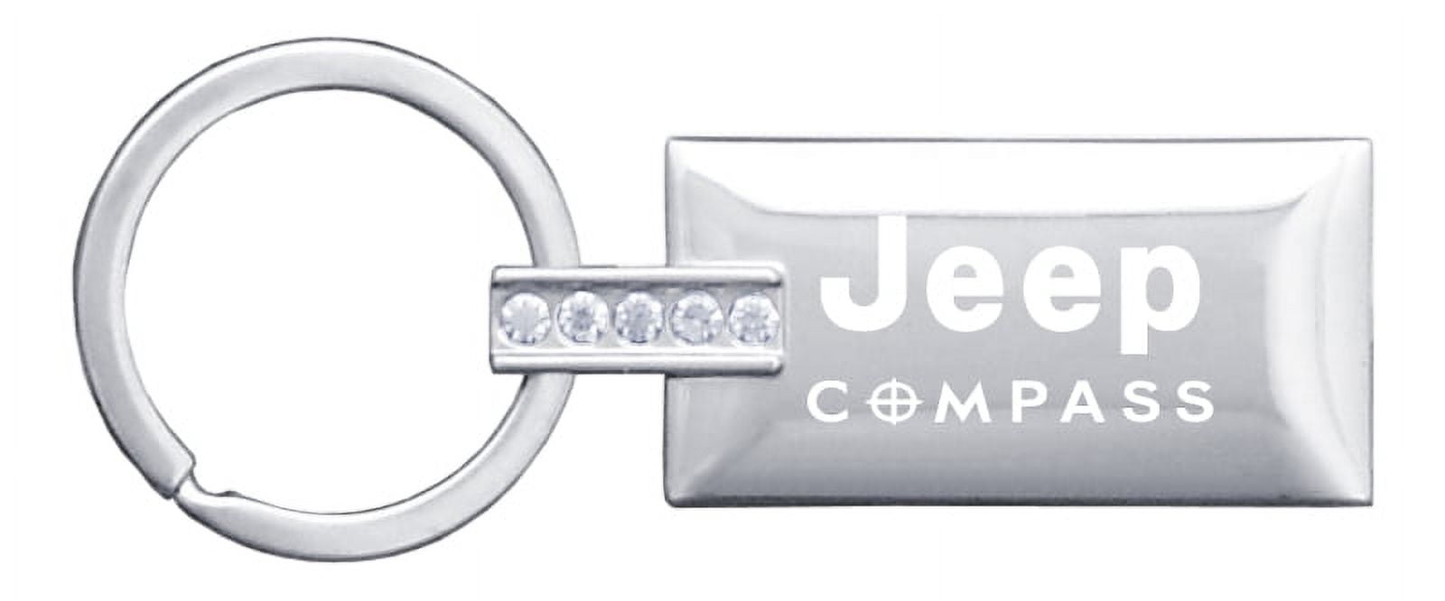 Jeep Compass Jeweled Rectangular Key Ring (Silver)
