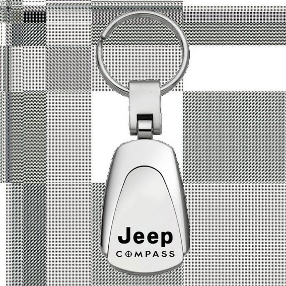Jeep Compass Logo Satin Chrome Teardrop Key Chain Ring Fob Official Licensed