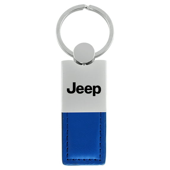 Jeep Duo Rectangular Leather Key Chain (Blue)