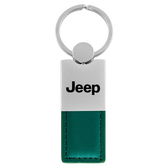 Jeep Duo Rectangular Leather Key Chain (Green)