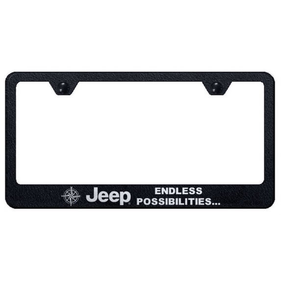 Jeep Endless Laser Etched Logo Stainless Steel License Plate Frame (Rugged Black)