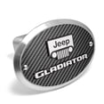 thumbnail image 1 of Jeep Gladiator 3D Logo on Carbon Fiber Look Oval Billet Aluminum 2 inch Tow Hitch Cover, 1 of 6
