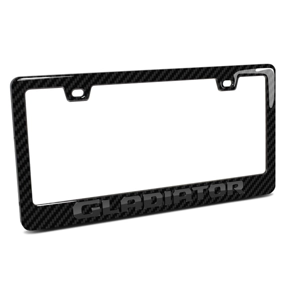 Jeep Gladiator 3D in Dark Gray on Real Carbon Fiber ABS Plastic License Plate Frame