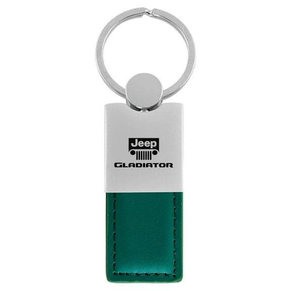 Jeep Gladiator Duo Rectangular Leather Key Chain (Green)