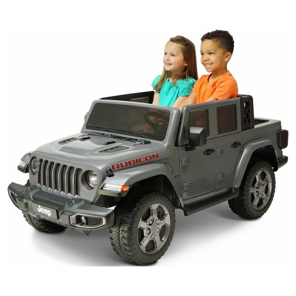 Jeep Gladiator Rubicon 12V Battery Powered Ride-on by Hyper Toys, 2-Seater, Gray, for a Child Ages 3-8, Max Speed 5 MPH