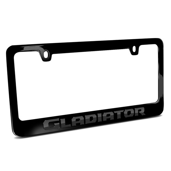 Jeep Gladiator in 3D Dark Gray Letters on Black Metal License Plate Frame