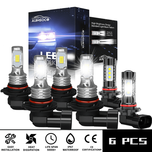 For Jeep Grand Cherokee 2005-2010, LED Headlight High Low Beam Fog Light 6Pcs Combo, 6000K White 300% Brighter 4000lm High Power Lamps, Mini Size, CANbus Ready, Easy Installation, Halogen Replacement