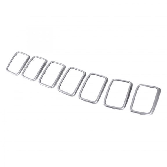 For Jeep Grand-Cherokee 2017 2018 2019 2020 2021 Grille Trim Ring | Made of Plastic | Chrome Shell with Satin Nickel Insert | 7-Piece Set | Replacement For CH1210132 | 6ML10SZ7AA