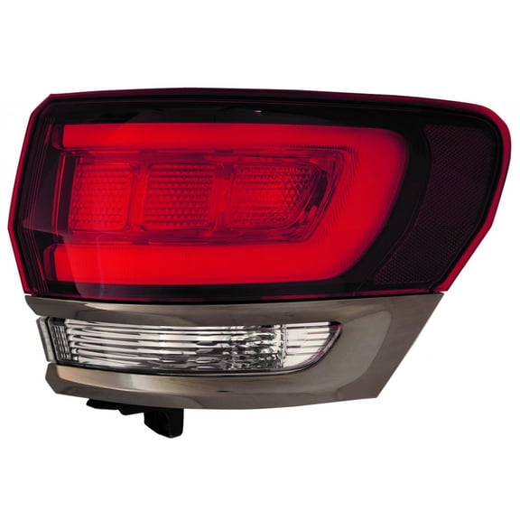 For Jeep Grand Cherokee Laredo / Limited / Overland / Summit Tail Light Assembly 2014 15 16 17 18 2019 Platinum Trim Silver Passenger Side CAPA Replacement For CH2805118 | 68289996AA