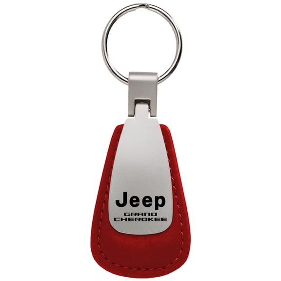 Jeep Grand Cherokee Leather Teardrop Key Chain (Red)
