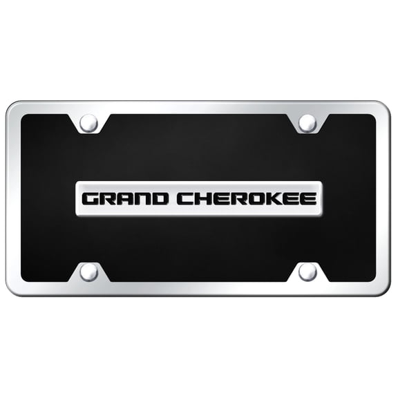 Jeep Grand Cherokee Name Acrylic License Plate Kit (Chrome on Black)