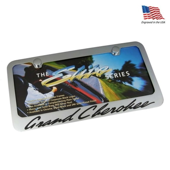 Jeep Grand Cherokee Script Chrome Metal License Plate Frame