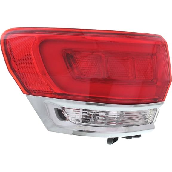 For Jeep Grand Cherokee WK 2022 Tail Light Assembly Driver Side | Outer | CAPA Certified | Red/Clear Lens | Chrome Insert | Gray Housing | Replacement For CH2804106, CH2804106C | 68110017AG