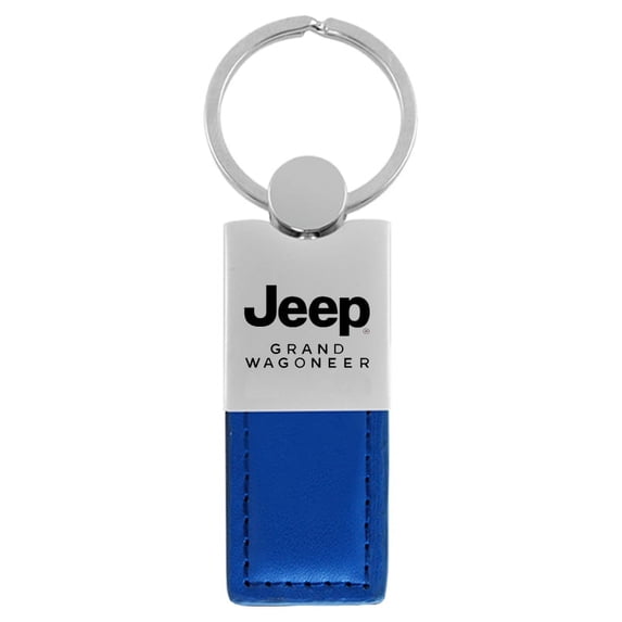 Jeep Grand Wagoneer Duo Rectangular Leather Key Chain (Blue)
