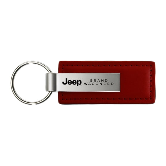 Jeep Grand Wagoneer Rectangular Leather Key chain (Burgundy)