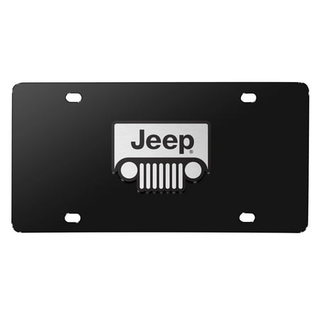 Jeep Grill 3D Logo Black Stainless Steel License Plate
