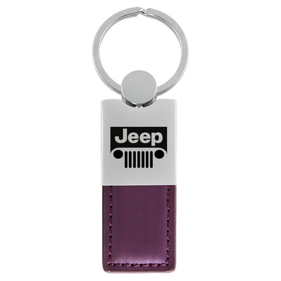 Jeep Grill Duo Rectangular Leather Key Chain (Purple)