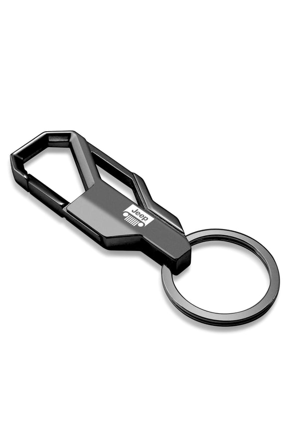 Jeep Grill Logo Gunmetal Black Carabiner-style Snap Hook Metal Key Chain