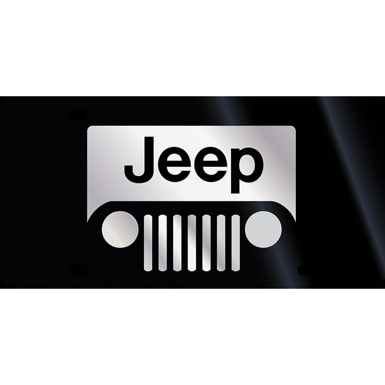 Jeep Grill Logo License Plate (Silver On Black) - Walmart.com