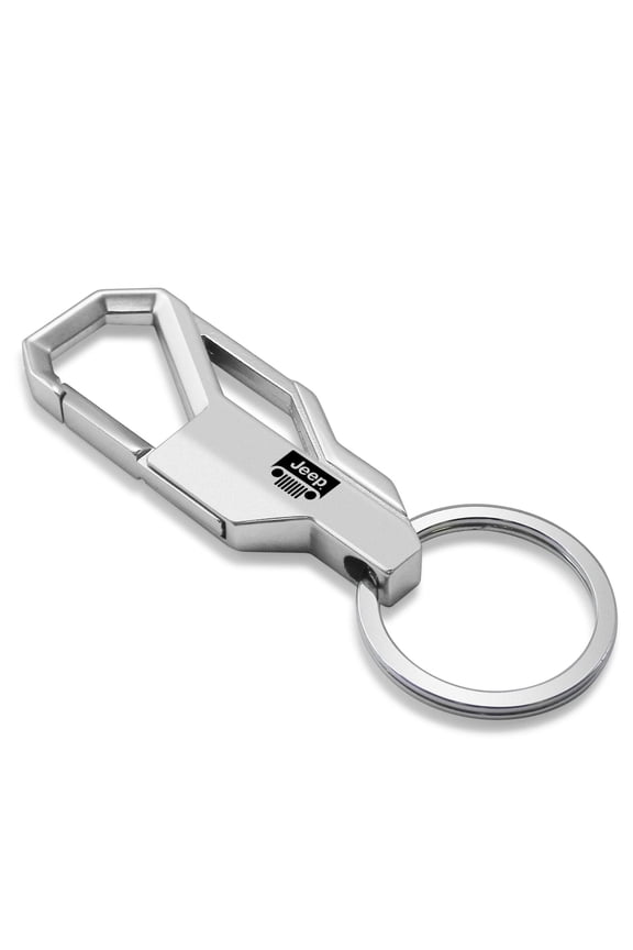 Jeep Grill Logo Silver Carabiner-style Snap Hook Metal Key Chain