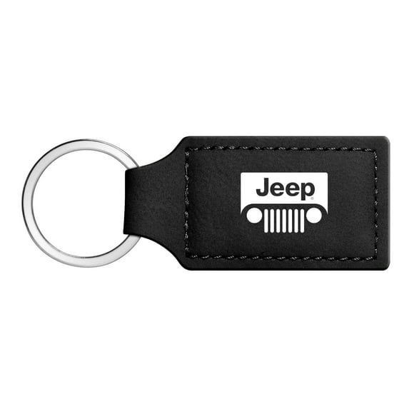 Jeep Grill Rectangular Black Leather Key Chain