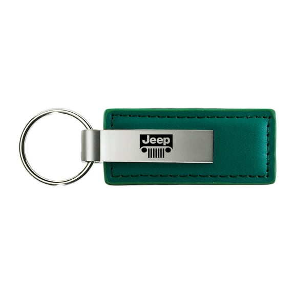 Jeep Grill Rectangular Leather Key chain (Black)