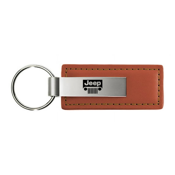 Jeep Grill Rectangular Leather Key chain (Brown)
