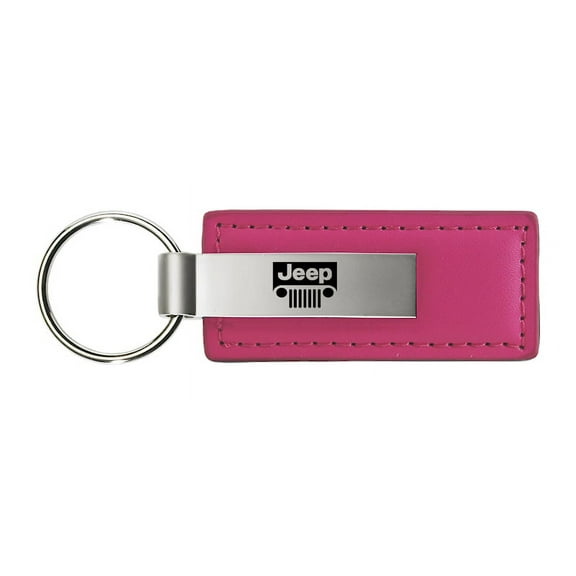 Jeep Grill Rectangular Leather Key chain (Pink)