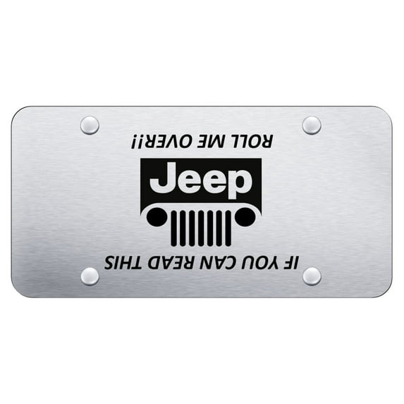 Jeep Grill (Roll) Laser Etched Logo License Plate (Brushed Chrome)
